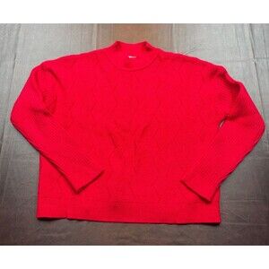 Women’s Cyrus Red Textured Knit Sweater Size Medium Soft Cozy Pullover
